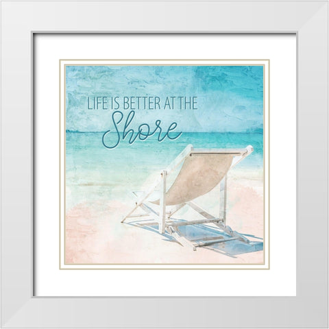 Life At The Shore White Modern Wood Framed Art Print with Double Matting by Allen, Kimberly