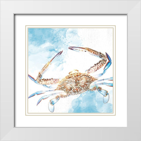Crab White Modern Wood Framed Art Print with Double Matting by Allen, Kimberly