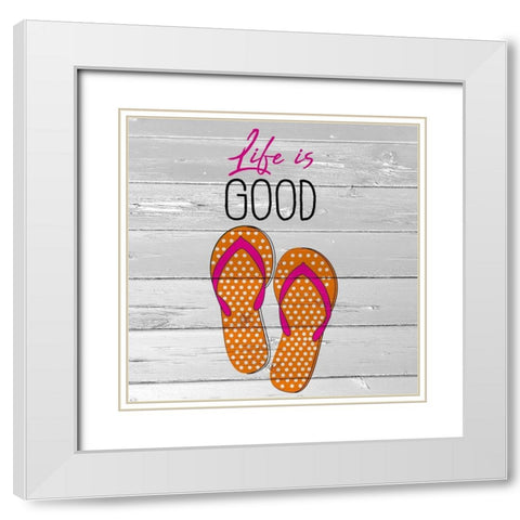 Flip Flop Life White Modern Wood Framed Art Print with Double Matting by Allen, Kimberly
