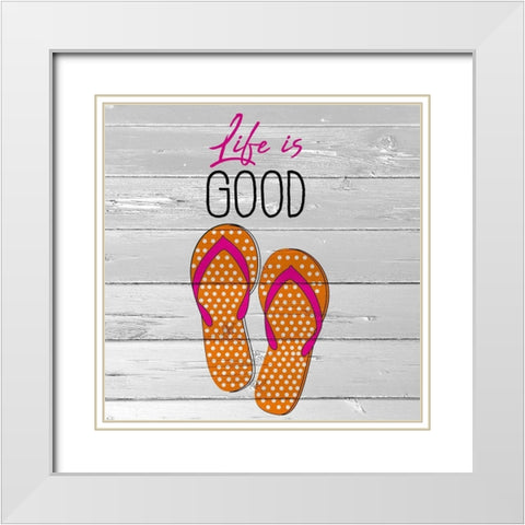 Flip Flop Life White Modern Wood Framed Art Print with Double Matting by Allen, Kimberly