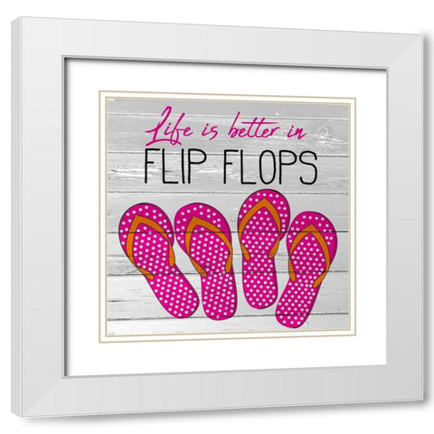 Flip Flops White Modern Wood Framed Art Print with Double Matting by Allen, Kimberly