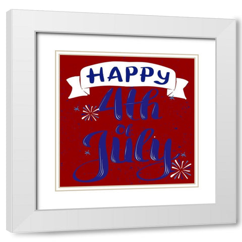 Happy 4th 2 White Modern Wood Framed Art Print with Double Matting by Allen, Kimberly