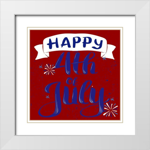 Happy 4th 2 White Modern Wood Framed Art Print with Double Matting by Allen, Kimberly