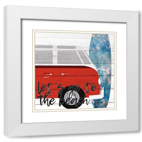 Lets Go to the Beach White Modern Wood Framed Art Print with Double Matting by Allen, Kimberly