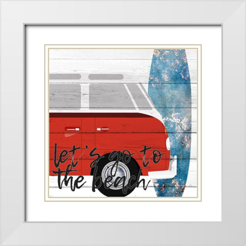 Lets Go to the Beach White Modern Wood Framed Art Print with Double Matting by Allen, Kimberly