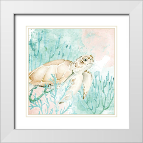 Sea Turtle Swim 2 White Modern Wood Framed Art Print with Double Matting by Allen, Kimberly