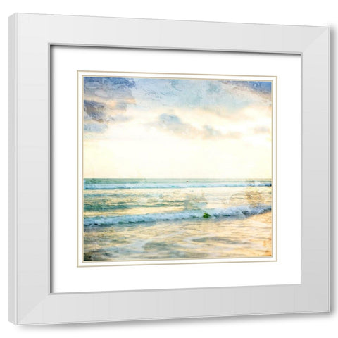 Sunset Waves White Modern Wood Framed Art Print with Double Matting by Allen, Kimberly