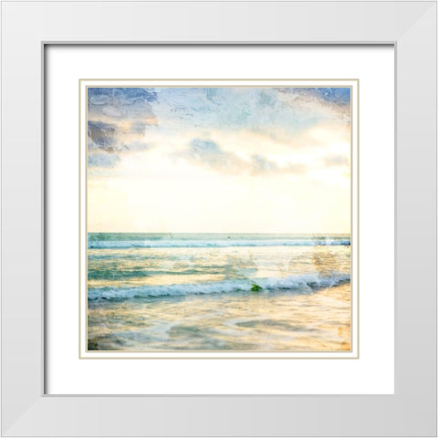 Sunset Waves White Modern Wood Framed Art Print with Double Matting by Allen, Kimberly