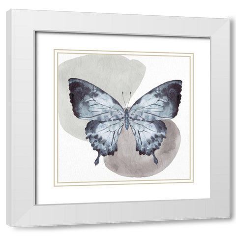 Watercolor Butterfly 1 White Modern Wood Framed Art Print with Double Matting by Allen, Kimberly