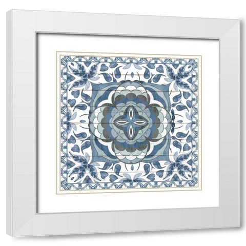 Blue Tiles 2 White Modern Wood Framed Art Print with Double Matting by Allen, Kimberly