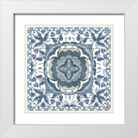 Blue Tiles 2 White Modern Wood Framed Art Print with Double Matting by Allen, Kimberly