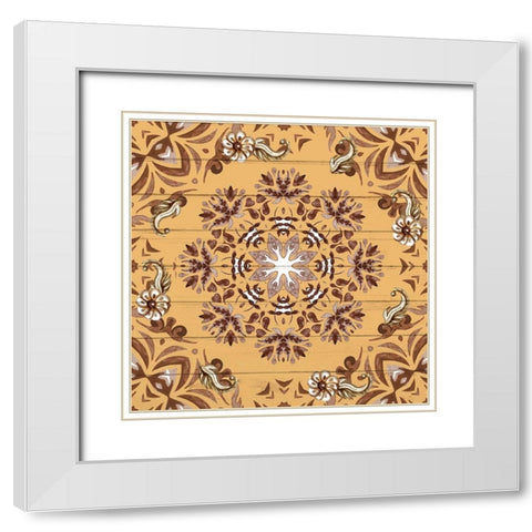Browns Tiles 1 White Modern Wood Framed Art Print with Double Matting by Allen, Kimberly