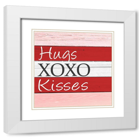 Hugs Kisses White Modern Wood Framed Art Print with Double Matting by Allen, Kimberly