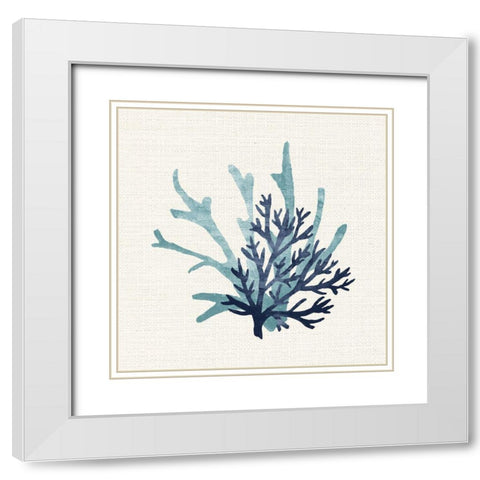 Coral Shades 1 White Modern Wood Framed Art Print with Double Matting by Allen, Kimberly