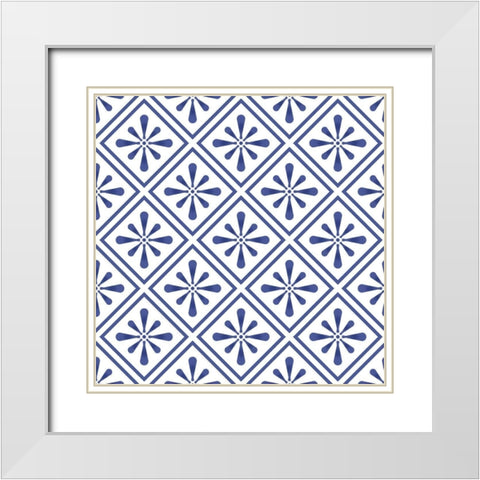Greek Tile 2 White Modern Wood Framed Art Print with Double Matting by Allen, Kimberly