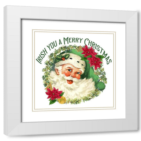 Green Santa Merry Christmas White Modern Wood Framed Art Print with Double Matting by Allen, Kimberly