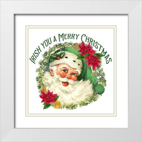Green Santa Merry Christmas White Modern Wood Framed Art Print with Double Matting by Allen, Kimberly