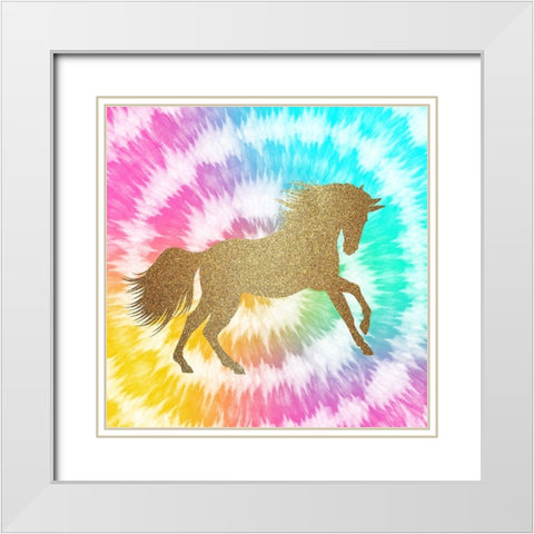 Tie Dye Unicorn 1 White Modern Wood Framed Art Print with Double Matting by Allen, Kimberly