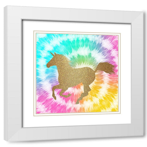 Tie Dye Unicorn 3 White Modern Wood Framed Art Print with Double Matting by Allen, Kimberly