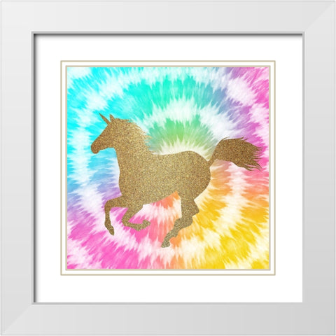 Tie Dye Unicorn 3 White Modern Wood Framed Art Print with Double Matting by Allen, Kimberly