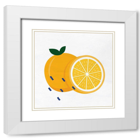 Orange Slice 1 White Modern Wood Framed Art Print with Double Matting by Allen, Kimberly