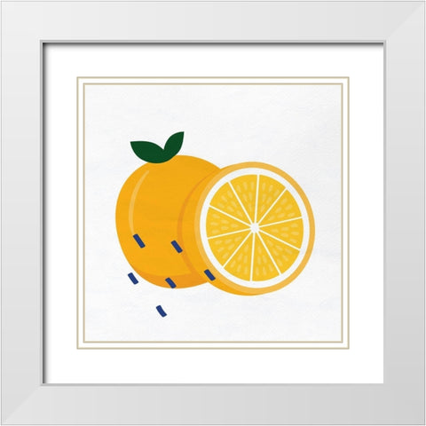Orange Slice 1 White Modern Wood Framed Art Print with Double Matting by Allen, Kimberly