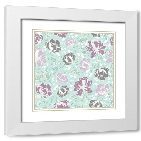 Lilac Florals Pattern White Modern Wood Framed Art Print with Double Matting by Allen, Kimberly