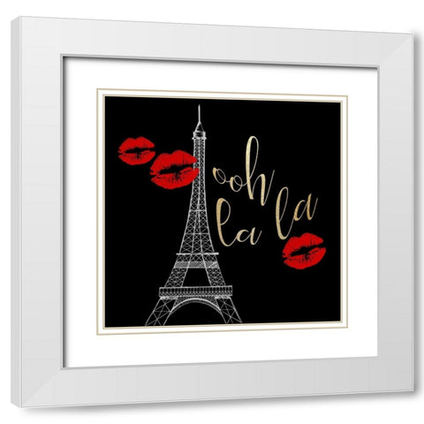 Paris Red 1 White Modern Wood Framed Art Print with Double Matting by Allen, Kimberly
