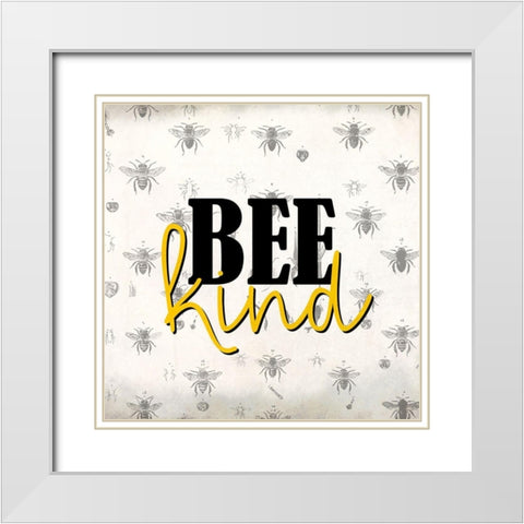 Bee Kind White Modern Wood Framed Art Print with Double Matting by Allen, Kimberly