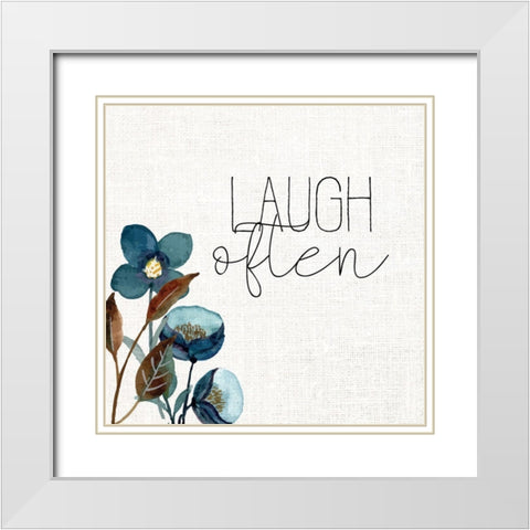 Laugh Often White Modern Wood Framed Art Print with Double Matting by Allen, Kimberly