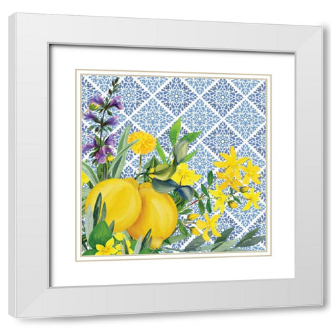 Lemon Tile 1 White Modern Wood Framed Art Print with Double Matting by Allen, Kimberly