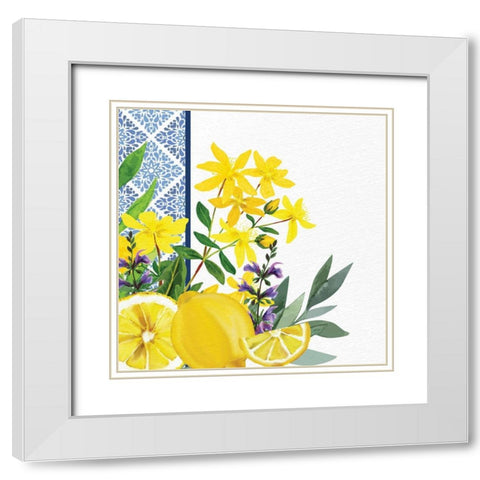 Lemon Tile 2 White Modern Wood Framed Art Print with Double Matting by Allen, Kimberly