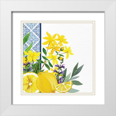 Lemon Tile 2 White Modern Wood Framed Art Print with Double Matting by Allen, Kimberly