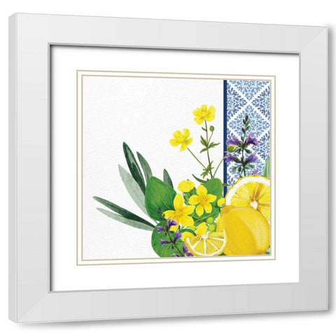 Lemon Tile 4 White Modern Wood Framed Art Print with Double Matting by Allen, Kimberly