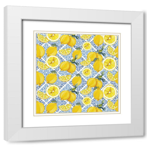 Lemon Tile 9 White Modern Wood Framed Art Print with Double Matting by Allen, Kimberly