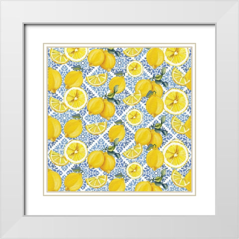 Lemon Tile 9 White Modern Wood Framed Art Print with Double Matting by Allen, Kimberly