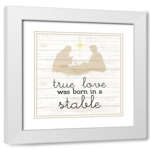 Born in a Stable White Modern Wood Framed Art Print with Double Matting by Allen, Kimberly