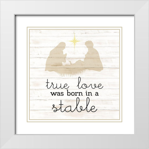 Born in a Stable White Modern Wood Framed Art Print with Double Matting by Allen, Kimberly