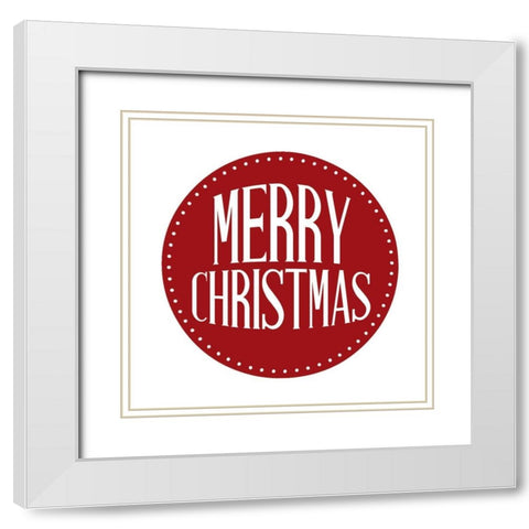 Merry Christmas Circle White Modern Wood Framed Art Print with Double Matting by Allen, Kimberly