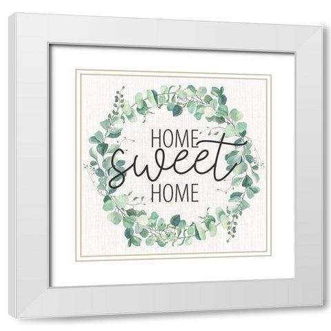 Home Sweet Home Wreath White Modern Wood Framed Art Print with Double Matting by Allen, Kimberly