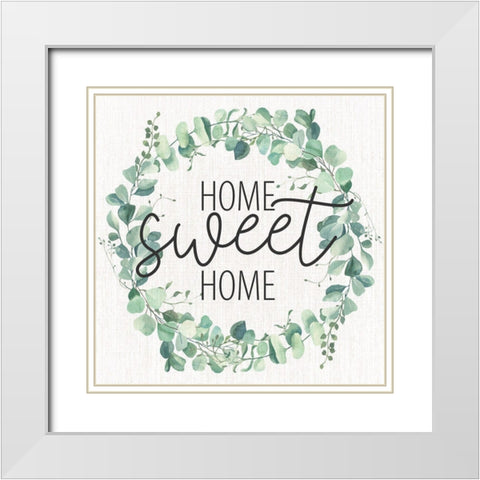 Home Sweet Home Wreath White Modern Wood Framed Art Print with Double Matting by Allen, Kimberly