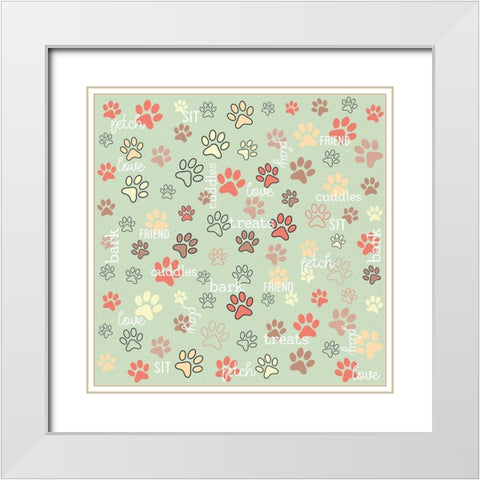 Paw Print White Modern Wood Framed Art Print with Double Matting by Allen, Kimberly