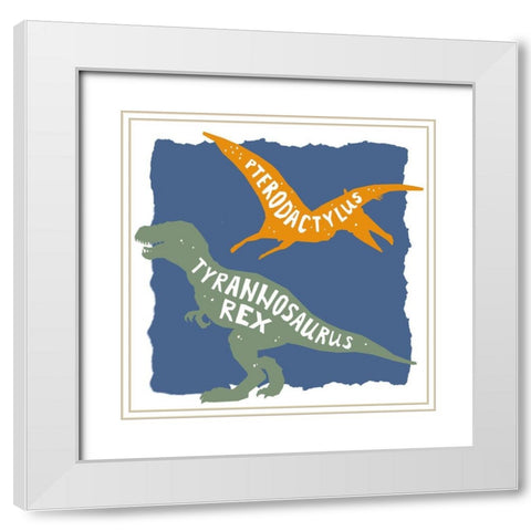Dino Strong 2 v2 White Modern Wood Framed Art Print with Double Matting by Allen, Kimberly