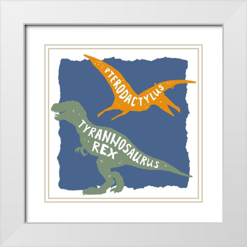 Dino Strong 2 v2 White Modern Wood Framed Art Print with Double Matting by Allen, Kimberly