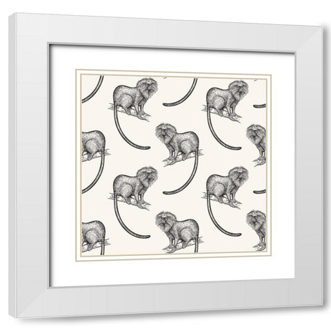 Monkey Pattern White Modern Wood Framed Art Print with Double Matting by Allen, Kimberly