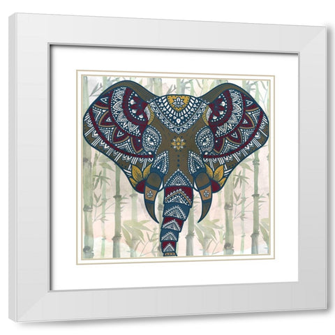 Watercolor Mandala Elephant White Modern Wood Framed Art Print with Double Matting by Allen, Kimberly