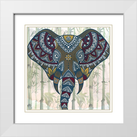 Watercolor Mandala Elephant White Modern Wood Framed Art Print with Double Matting by Allen, Kimberly