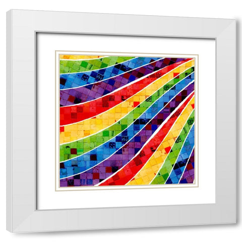 Vintage Tile Rainbow White Modern Wood Framed Art Print with Double Matting by Allen, Kimberly