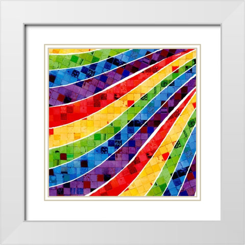 Vintage Tile Rainbow White Modern Wood Framed Art Print with Double Matting by Allen, Kimberly