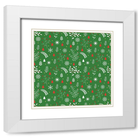Gnome Wreath Pattern 3 White Modern Wood Framed Art Print with Double Matting by Allen, Kimberly